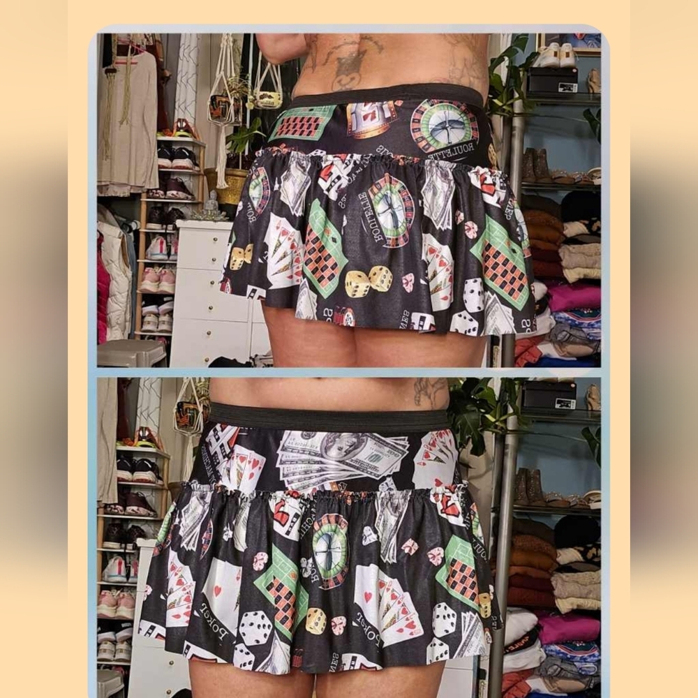 VEGAS print mini skirt